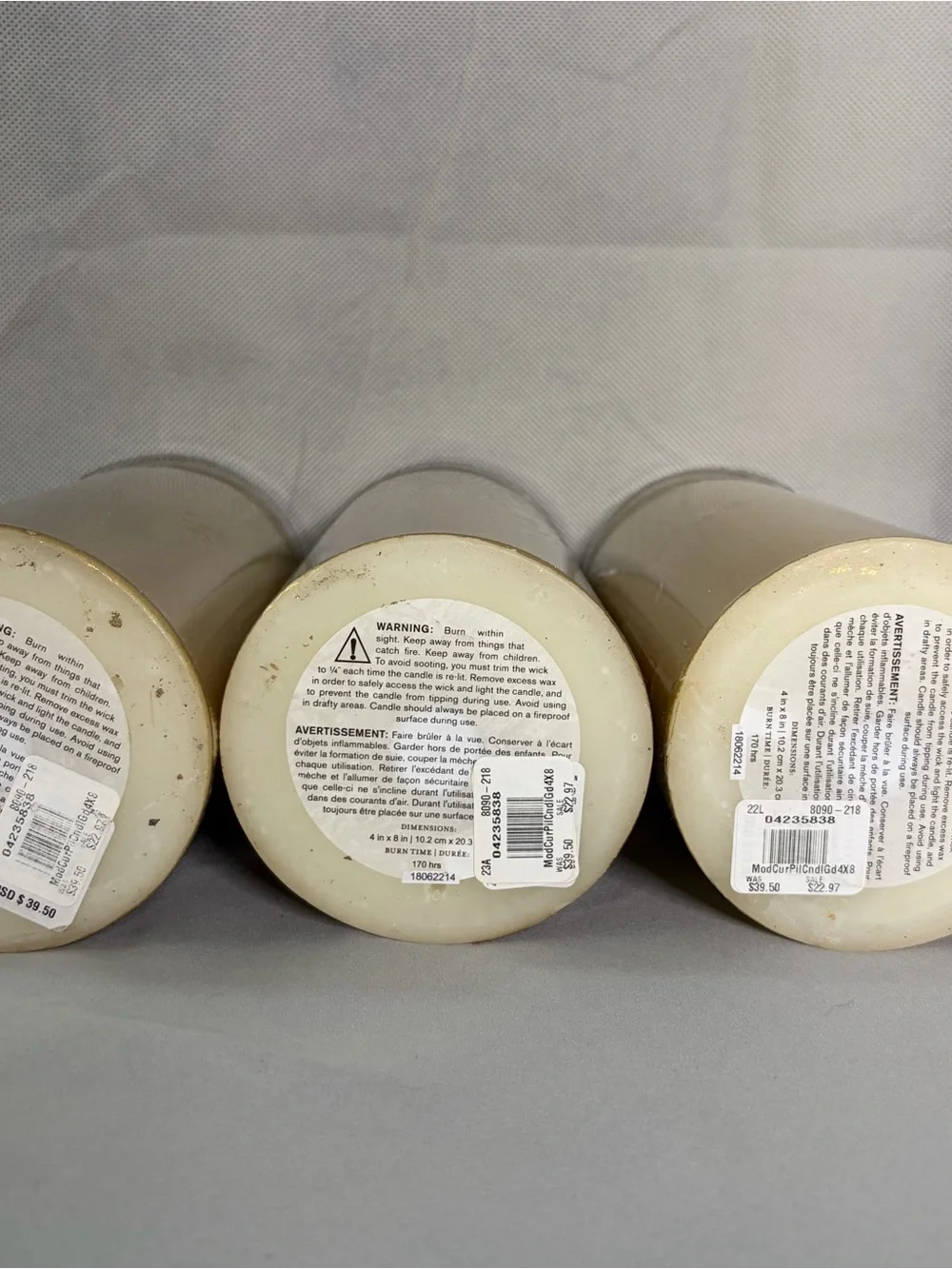 Pottery Barn Gold Decorative Pillar Candles